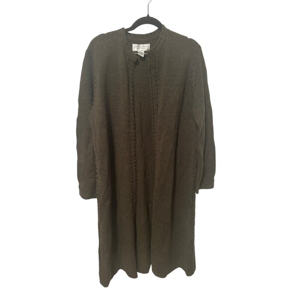 Vintage United States Sweater Wool Blend Olive Green Knit Cardigan Large - Picture 1 of 4